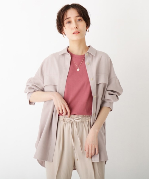 OPAQUE.CLIP（オペークドットクリップ）の「◆CAFFISI ドレープツイル リラクシーシャツジャケット【WEB限定カラー・サイズ】（シャツ/ブラウス・レディース・サンドベージュ/ブラック系7/ガンメタ/キャメル・42/38/40）」の12枚目の写真