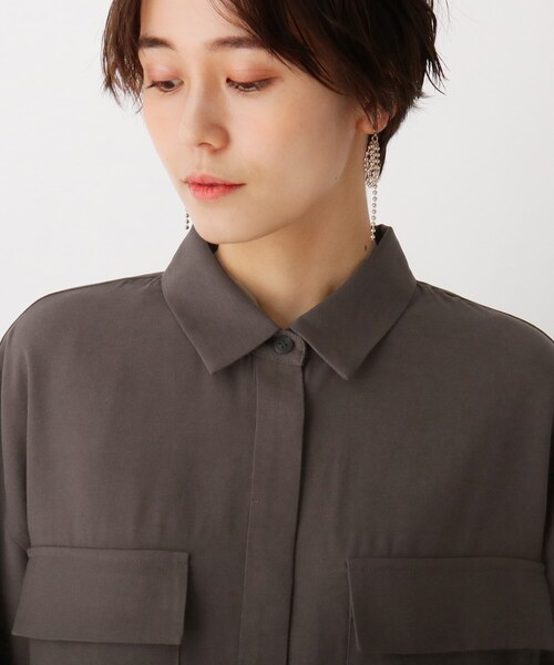 OPAQUE.CLIP（オペークドットクリップ）の「◆CAFFISI ドレープツイル リラクシーシャツジャケット【WEB限定カラー・サイズ】（シャツ/ブラウス・レディース・サンドベージュ/ブラック系7/ガンメタ/キャメル・42/38/40）」の9枚目の写真