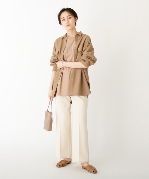 OPAQUE.CLIP（オペークドットクリップ）の「◆CAFFISI ドレープツイル リラクシーシャツジャケット【WEB限定カラー・サイズ】（シャツ/ブラウス・レディース・サンドベージュ/ブラック系7/ガンメタ/キャメル・42/38/40）」の18枚目の写真