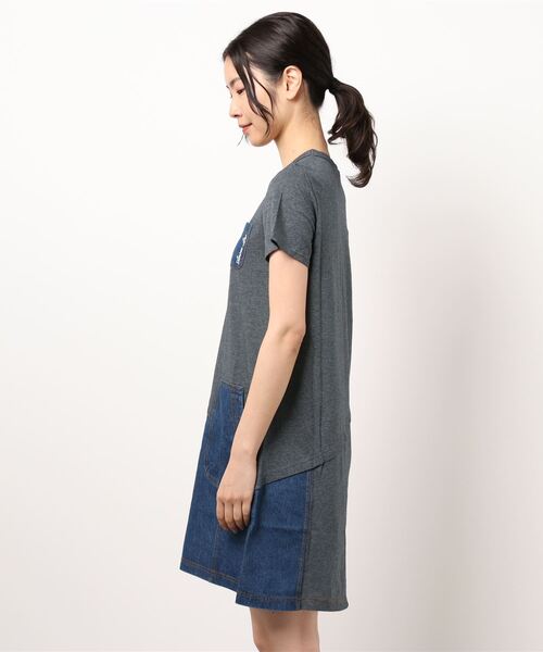 AVIREX（アヴィレックス）の「AVIREX/アヴィレックス/コットンウーヴン コントラストパネルドレス/ COTTON WOVEN CONTRAST PANEL DRESS（ワンピース・レディース・ブラック/オリーブ/チャコール・SMALL/MEDIUM/LARGE）」の4枚目の写真