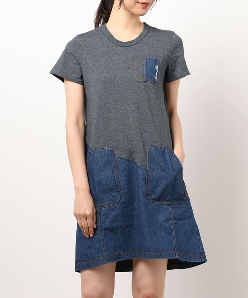 AVIREX（アヴィレックス）の「AVIREX/アヴィレックス/コットンウーヴン コントラストパネルドレス/ COTTON WOVEN CONTRAST PANEL DRESS（ワンピース・レディース・ブラック/オリーブ/チャコール・SMALL/MEDIUM/LARGE）」の3枚目の写真