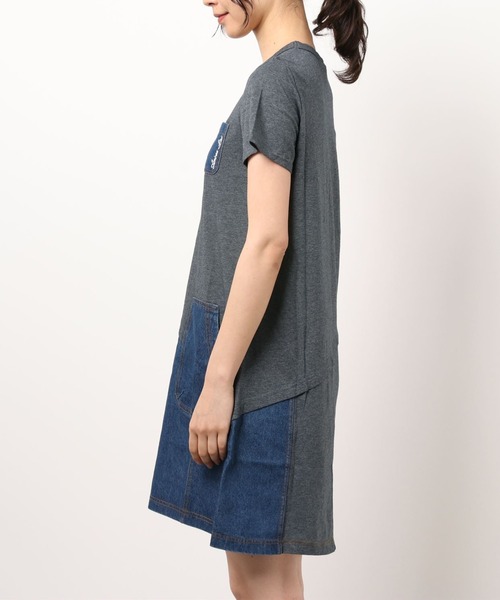 AVIREX（アヴィレックス）の「AVIREX/アヴィレックス/コットンウーヴン コントラストパネルドレス/ COTTON WOVEN CONTRAST PANEL DRESS（ワンピース・レディース・ブラック/オリーブ/チャコール・SMALL/MEDIUM/LARGE）」の6枚目の写真