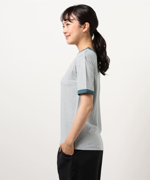 LOWRYS FARM（ローリーズファーム）の「ボーダーリンガーＴＳＳ　950357（Tシャツ/カットソー・レディース・イエロー/グリーン/ブラウン/ブラック・FREE）」の6枚目の写真