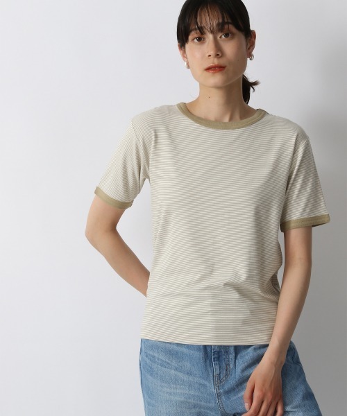 LOWRYS FARM（ローリーズファーム）の「ボーダーリンガーＴＳＳ　950357（Tシャツ/カットソー・レディース・イエロー/グリーン/ブラウン/ブラック・FREE）」の4枚目の写真