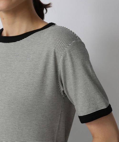 LOWRYS FARM（ローリーズファーム）の「ボーダーリンガーＴＳＳ　950357（Tシャツ/カットソー・レディース・イエロー/グリーン/ブラウン/ブラック・FREE）」の12枚目の写真