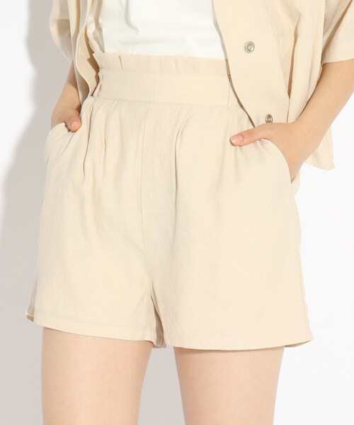 PINK-latte（ピンクラテ）の「◆★ニコラ掲載★麻風ショートパンツ（その他パンツ・キッズ・ライトベージュ/ライトパープル・02/15 /16）」の2枚目の写真