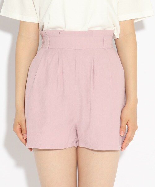 PINK-latte（ピンクラテ）の「◆★ニコラ掲載★麻風ショートパンツ（その他パンツ・キッズ・ライトベージュ/ライトパープル・02/15 /16）」の6枚目の写真