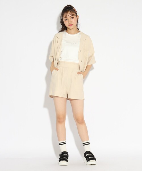 PINK-latte（ピンクラテ）の「◆★ニコラ掲載★麻風ショートパンツ（その他パンツ・キッズ・ライトベージュ/ライトパープル・02/15 /16）」の9枚目の写真