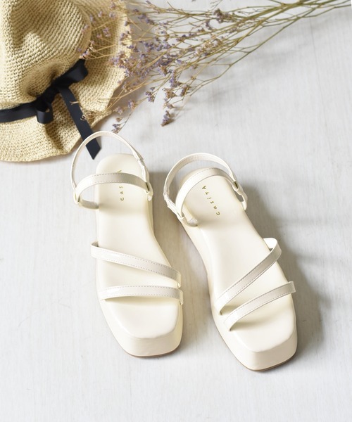 ems excite（エムズエキサイト）の「プラットフォームサンダル（サンダル・レディース・ブラック/ベージュ/アイボリー・MEDIUM/LARGE）」の2枚目の写真