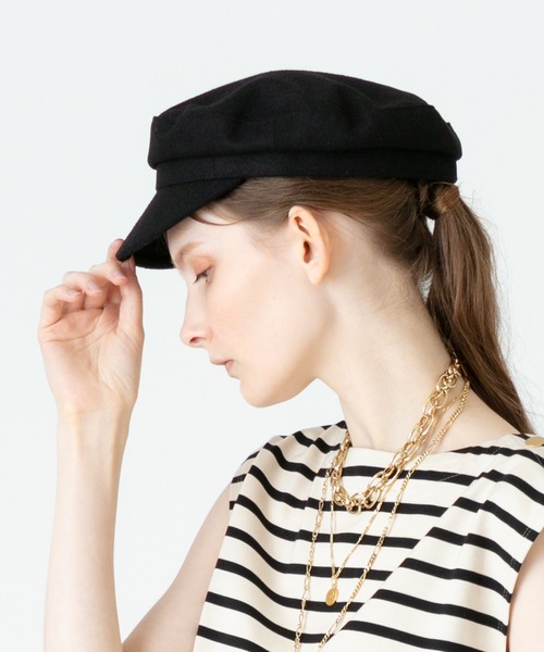 allureville（アルアバイル）の「ウールレーヨンキャスケット（キャスケット・レディース・ブラック/ブラウン・2）」の4枚目の写真