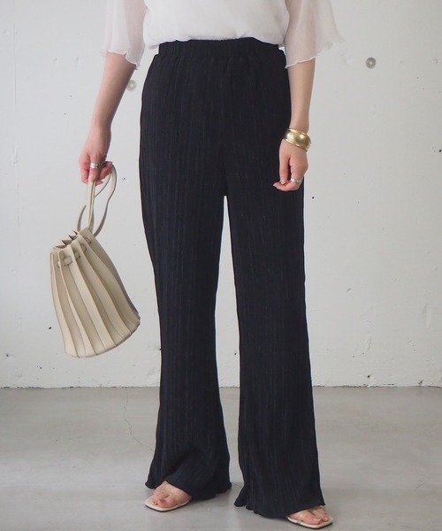 tiptop（ティップトップ）の「サテンミニプリーツセミフレアパンツ（その他パンツ・レディース・ブラック/イエロー/アイボリー/グレイッシュベージュ/モカ/ブルー/グリーン・FREE）」の11枚目の写真