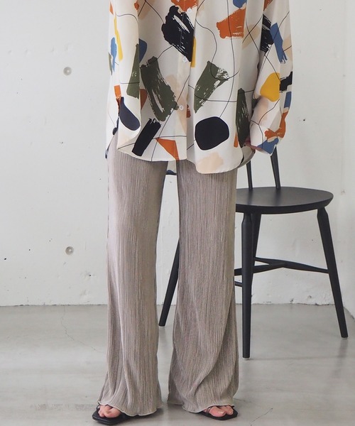 tiptop（ティップトップ）の「サテンミニプリーツセミフレアパンツ（その他パンツ・レディース・ブラック/イエロー/アイボリー/グレイッシュベージュ/モカ/ブルー/グリーン・FREE）」の10枚目の写真