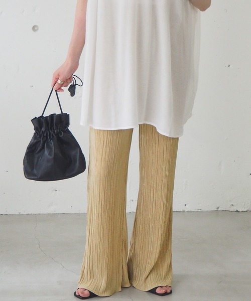 tiptop（ティップトップ）の「サテンミニプリーツセミフレアパンツ（その他パンツ・レディース・ブラック/イエロー/アイボリー/グレイッシュベージュ/モカ/ブルー/グリーン・FREE）」の19枚目の写真