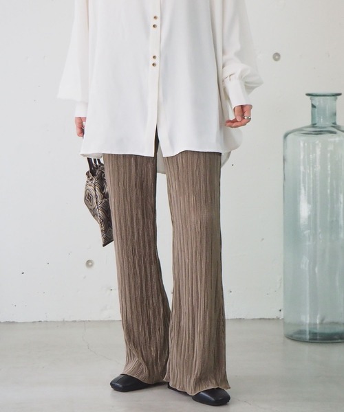 tiptop（ティップトップ）の「サテンミニプリーツセミフレアパンツ（その他パンツ・レディース・ブラック/イエロー/アイボリー/グレイッシュベージュ/モカ/ブルー/グリーン・FREE）」の21枚目の写真