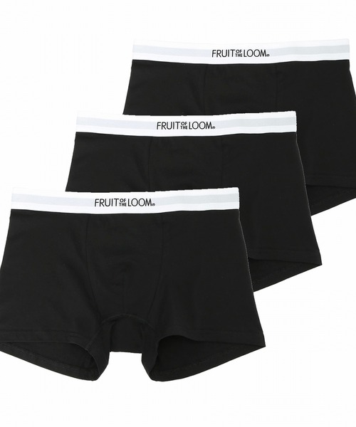 FRUIT OF THE LOOM（フルーツオブザルーム）の「【FRUIT OF THE LOOM】無地 3P ボクサーパンツ / フルーツオブザルーム リブロゴ アンダーウェア 3枚セット（ボクサーパンツ・メンズ・ブラック/ネイビー/イエロー/カーキ/レッド/グレー・LL/M/L）」の2枚目の写真