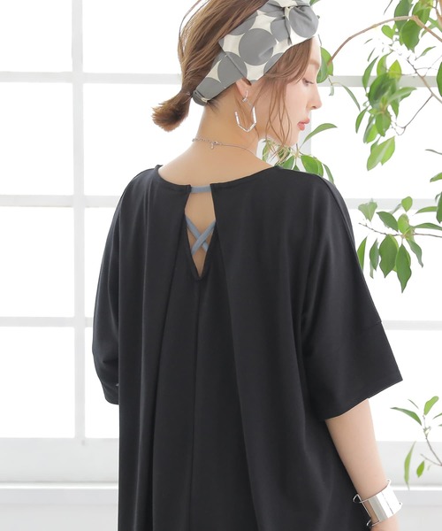 osharewalker(オシャレウォーカー)の「【廃盤】『バックデザインカットソー』(Tシャツ/カットソー・レディース・オレンジ/パープル/オフホワイト/ブルーグリーン/ブラック・FREE)」の3枚目の写真