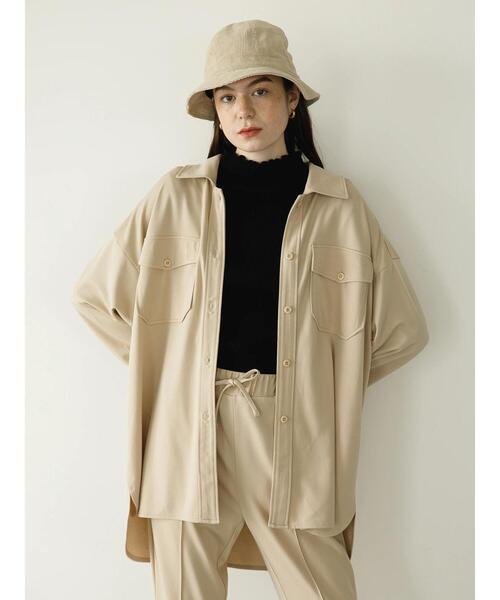 koe（コエ）の「ポンチＣＰＯジャケット*（ブルゾン・レディース・ライトベージュ/カーキ/ベージュ/ブラック・S/M）」の6枚目の写真