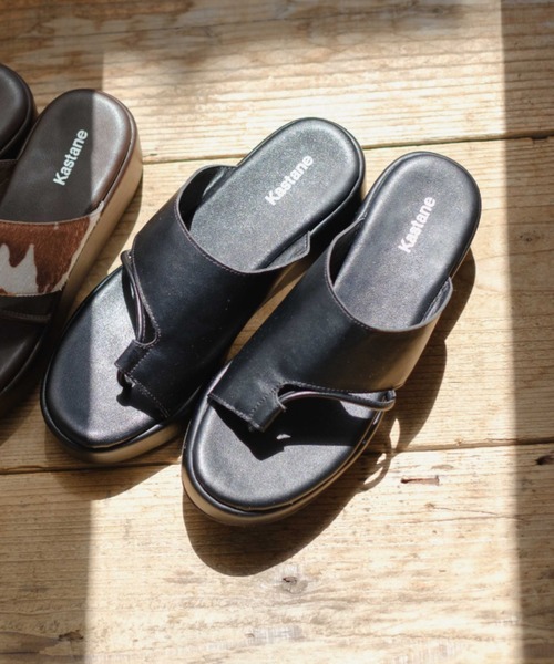 Kastane（カスタネ）の「【WEB限定】厚底アシメトングサンダル（サンダル・レディース・ブラック/ブラウン・38/36/37）」の11枚目の写真