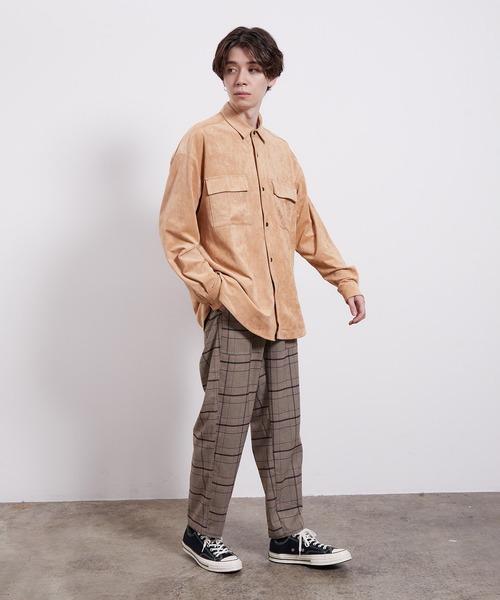 JUNRED（ジュンレッド）の「チェックリラックステーパードパンツ（スラックス・メンズ・ベージュ/グレー・LL/M/L）」の12枚目の写真