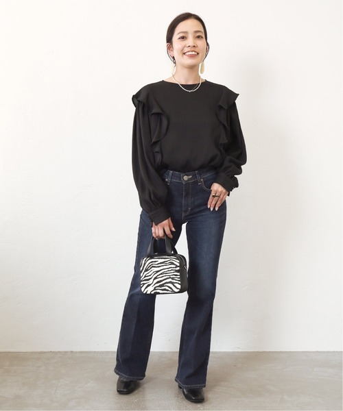 Simplicite（サンプリシテ）の「フリルフラワープリントブラウス◆（シャツ/ブラウス・レディース・ブラック/グレー/レッド・FREE）」の12枚目の写真