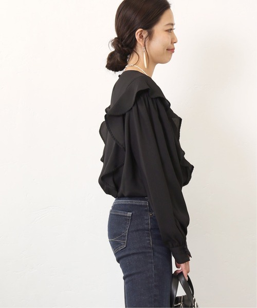 Simplicite（サンプリシテ）の「フリルフラワープリントブラウス◆（シャツ/ブラウス・レディース・ブラック/グレー/レッド・FREE）」の20枚目の写真