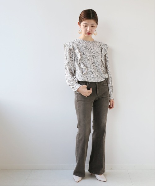 Simplicite（サンプリシテ）の「フリルフラワープリントブラウス◆（シャツ/ブラウス・レディース・ブラック/グレー/レッド・FREE）」の10枚目の写真