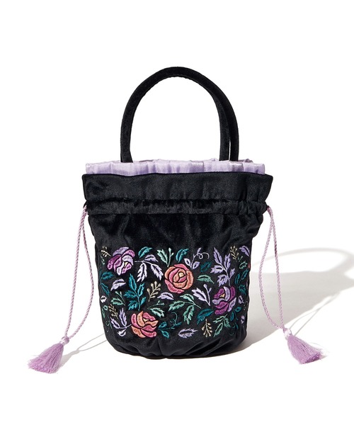 Francfranc(フランフラン)の「ANNA SUI 巾着バッグ ブラック(ハンドバッグ・レディース・ブラック・FREE)」の4枚目の写真