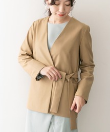 KBF+ Vネックノーカラーベルトジャケット∴