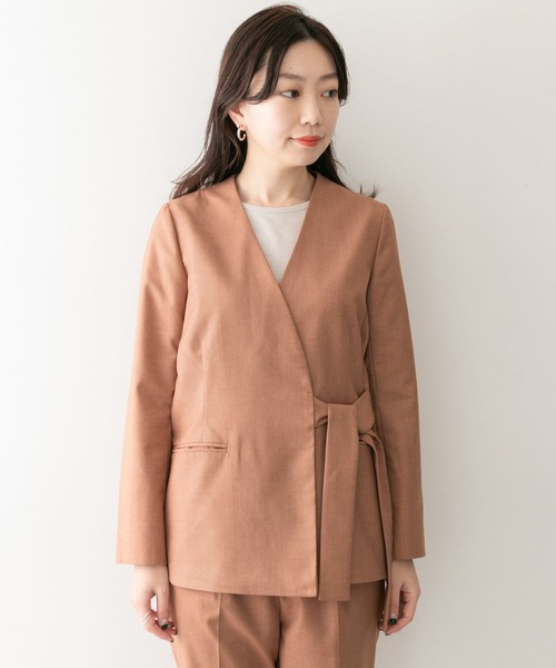 KBF+（ケービーエフプラス）の「KBF+　Vネックノーカラーベルトジャケット∴（ノーカラージャケット・レディース・ベージュ・ONE）」の9枚目の写真