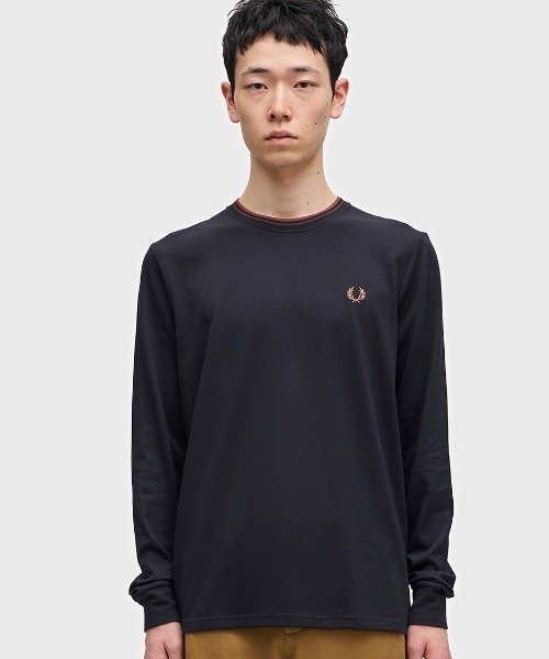 フレッドペリー ロンT ブラック 今季モデル 24AW M9062 ロングTシャツ フレッドペリー クルーネック 長袖 M9602 TWIN