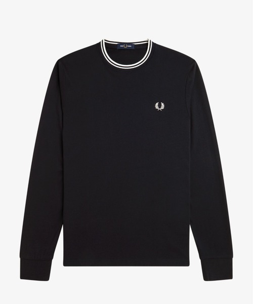 FRED PERRY ブラック 長袖 Tシャツ Twin Tipped Long Sleeve T-Shirt／フレッドペリーロンT（T
