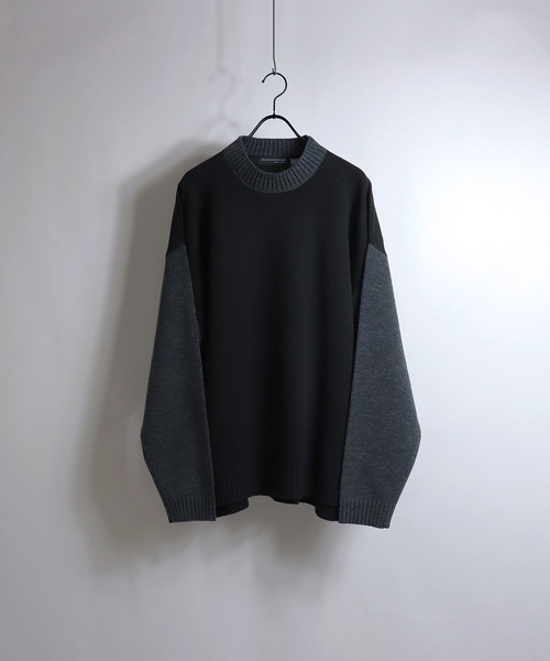 Confirm(コンファーム)の「Confirm / コンファーム ビッグシルエットモックネックニット(ニット/セーター・メンズ・ライトグレー/ブラック/ボルドー/ブラック×グレー/グリーン/ライトグリーン/ブルー・M/L)」の3枚目の写真