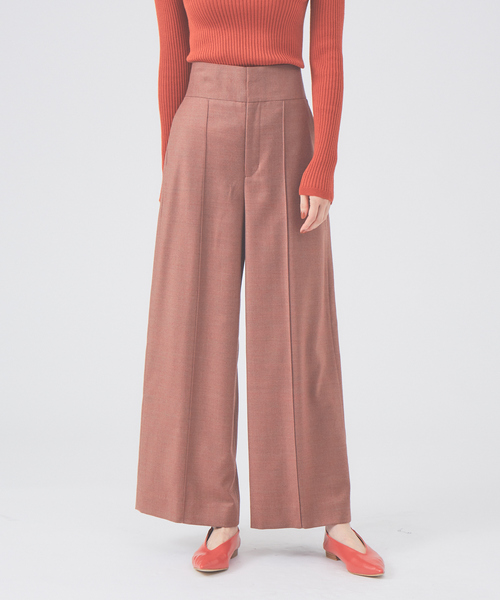 qualite（カリテ）の「ハイウエストストレートワイドパンツ（その他パンツ・レディース・チャコールグレー/オレンジ系その他・40/38/36）」の2枚目の写真