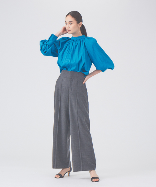 qualite（カリテ）の「ハイウエストストレートワイドパンツ（その他パンツ・レディース・チャコールグレー/オレンジ系その他・40/38/36）」の3枚目の写真