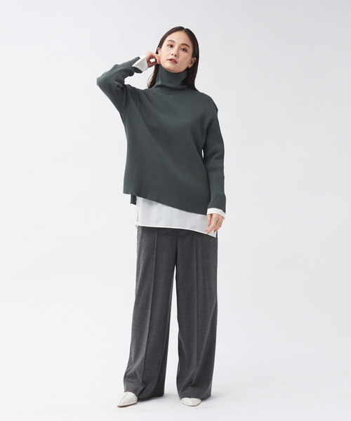 qualite（カリテ）の「ハイウエストストレートワイドパンツ（その他パンツ・レディース・チャコールグレー/オレンジ系その他・40/38/36）」の9枚目の写真