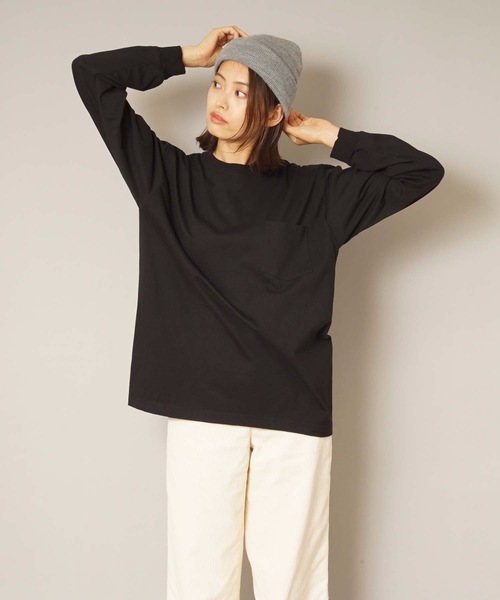 HANES(ヘインズ)の「【HANES/ヘインズ】BEEFY L/S POCK-TEE H5196 ビーフィー ポケット付き ロンT 無地 ユニセックス(Tシャツ/カットソー・メンズ・ブラック/グレー/チャコールグレー/ネイビー/ホワイト・X-LARGE/LARGE/X-SMALL/SMALL/MEDIUM)」の3枚目の写真