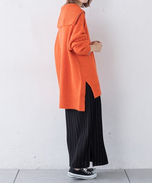 CIAOPANIC TYPY（チャオパニックティピー）の「セーラーカラーZIPニットプルオーバー（ニット/セーター・レディース・グレー系その他/チャコールグレー/オレンジ・ONE SIZE）」の21枚目の写真