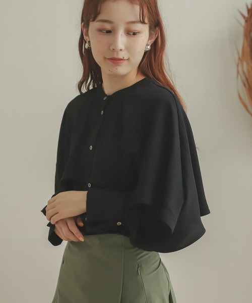 SENSE OF PLACE by URBAN RESEARCH（センスオブプレイスバイアーバンリサーチ）の「フレアケープブラウス（シャツ/ブラウス・レディース・ブラック/アイボリー/キャメル・ONE）」の9枚目の写真