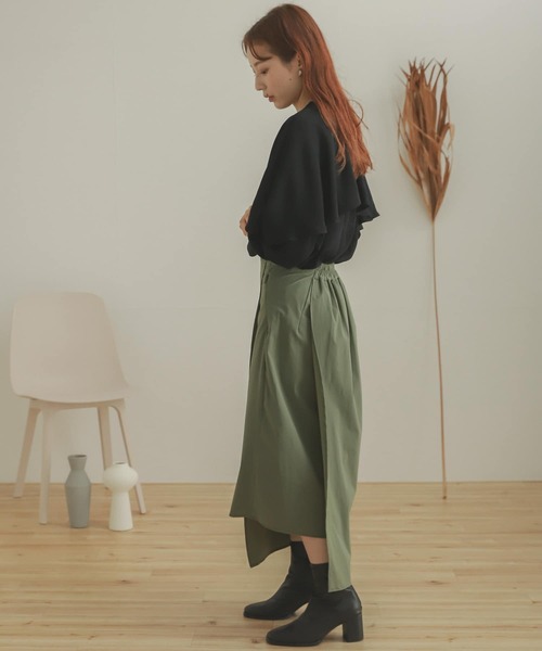SENSE OF PLACE by URBAN RESEARCH（センスオブプレイスバイアーバンリサーチ）の「フレアケープブラウス（シャツ/ブラウス・レディース・ブラック/アイボリー/キャメル・ONE）」の14枚目の写真