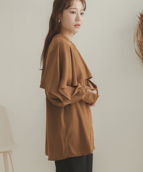 SENSE OF PLACE by URBAN RESEARCH（センスオブプレイスバイアーバンリサーチ）の「フレアケープブラウス（シャツ/ブラウス・レディース・ブラック/アイボリー/キャメル・ONE）」の16枚目の写真