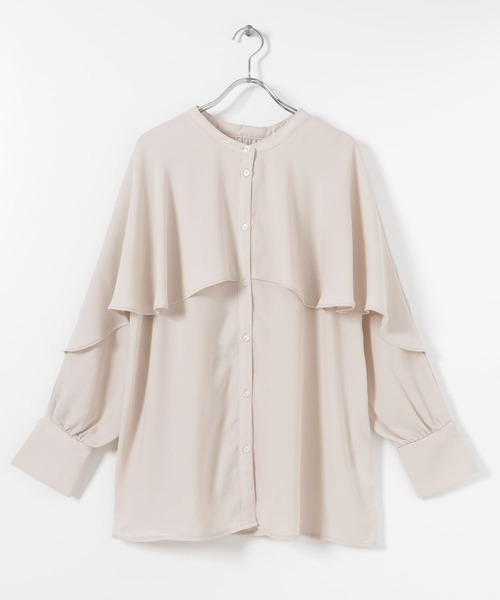 SENSE OF PLACE by URBAN RESEARCH（センスオブプレイスバイアーバンリサーチ）の「フレアケープブラウス（シャツ/ブラウス・レディース・ブラック/アイボリー/キャメル・ONE）」の17枚目の写真