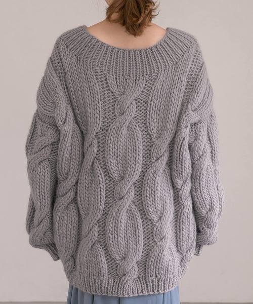 URBAN RESEARCH ROSSO WOMEN（アーバンリサーチ　ロッソ）の「『別注』MIRSTORES×ROSSO　HAND MADE V-NECK SWEATER（ニット/セーター・レディース・ダークブラウン/ライトピンク/グレー・MEDIUM）」の21枚目の写真