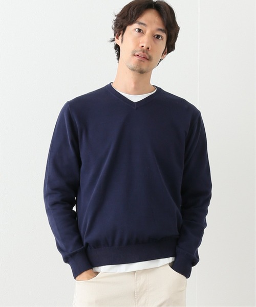 417 EDIFICE（フォーワンセブンエディフィス）の「【FDS / フェイマス デパートメント ストア】 Vネックコットンニット（ニット/セーター・メンズ・チャコールグレー/ネイビー・MEDIUM/LARGE/SMALL）」の2枚目の写真