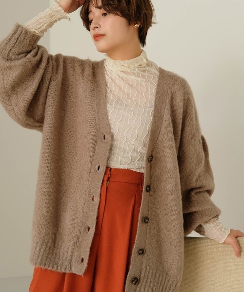 Bab(バブ)の「【WEB限定】2wayブラッシュドニットカーディガン(カーディガン/ボレロ・レディース・ダークオレンジ/グレー系その他/ライトグリーン・FREE)」の21枚目の写真