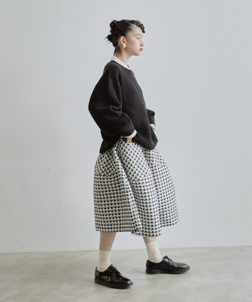 manana suerte（マニャーナスエルテ）の「ジャガードボリュームパンツ（その他パンツ・レディース・ブラック/ホワイト×ブラック・FREE）」の4枚目の写真