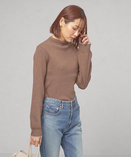 closet story（クローゼットストーリー）の「＜closet story＞ソデライン スタンドネックニット -ウォッシャブル-（ニット/セーター・レディース・ダークブラウン/ナチュラル/ライトピンク・FREE）」の11枚目の写真