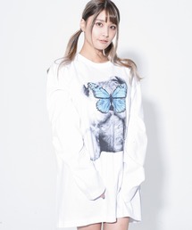 『TRAVAS TOKYO/トラバス トーキョー』Butterfly bear L/S tee/バタフライベアープリント ロングスリーブカットソー