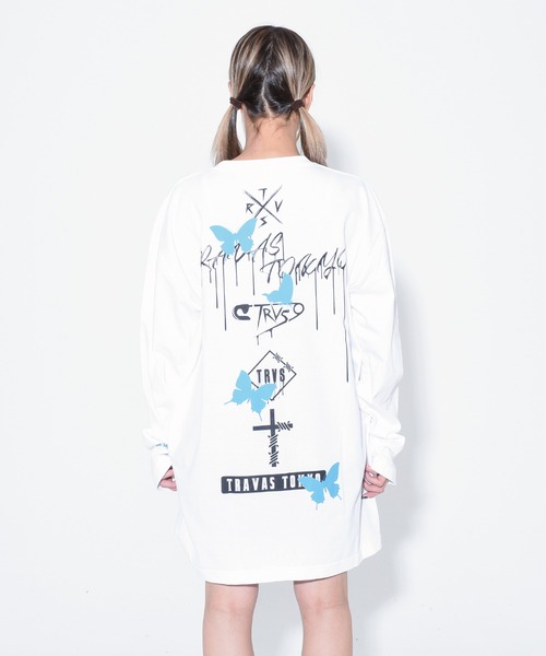 TRAVAS TOKYO（トラバス トウキョウ）の「『TRAVAS TOKYO/トラバス トーキョー』Butterfly bear L/S tee/バタフライベアープリント ロングスリーブカットソー（Tシャツ/カットソー・レディース・ホワイト/ブラック・FREE）」の7枚目の写真