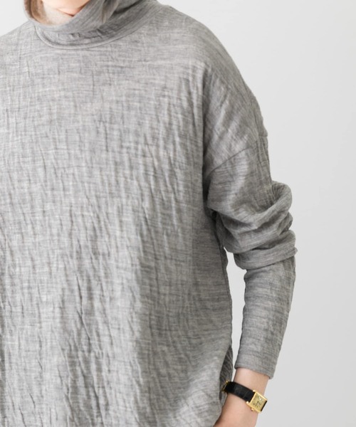 かぐれ(カグレ)の「ウールコットンワイドタートル(Tシャツ/カットソー・レディース・チャコールグレー/ライトグレー・FREE)」の5枚目の写真