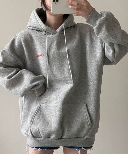 Dalfwin(ダールフィン)の「韓国スウェット 裏起毛 INTERNATIONALバックロゴフーディー パーカー オーバーサイズ(パーカー・レディース・グレー/ホワイト系その他/ブラック・FREE)」の16枚目の写真